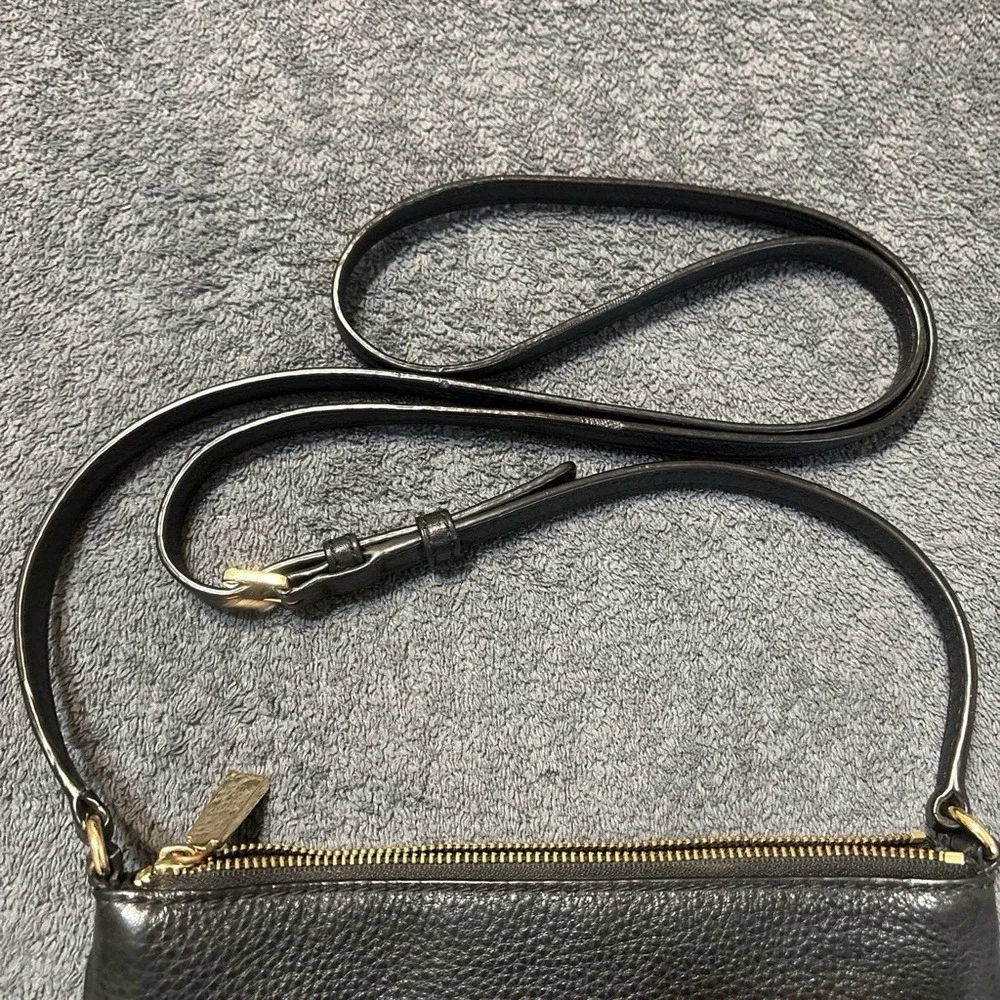 Michael Kors Medium Black Leather Crossbody Handbag with Gold Accents